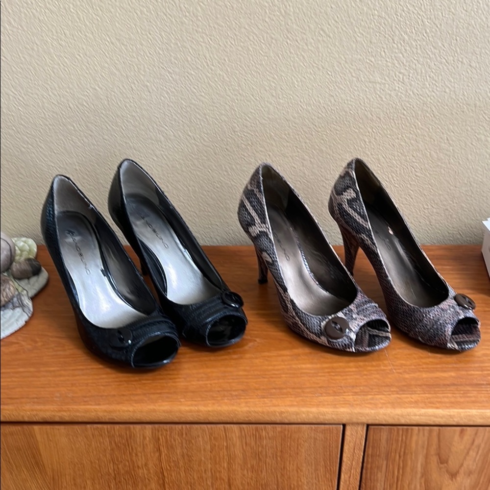 Bandolino Black and Brown Peep Toe Heels